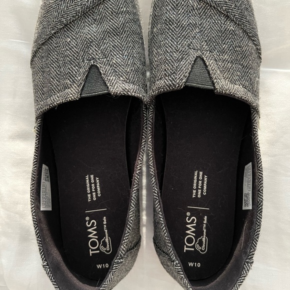 TOMS Black Metallic Herringbone shoes - Picture 3 of 4